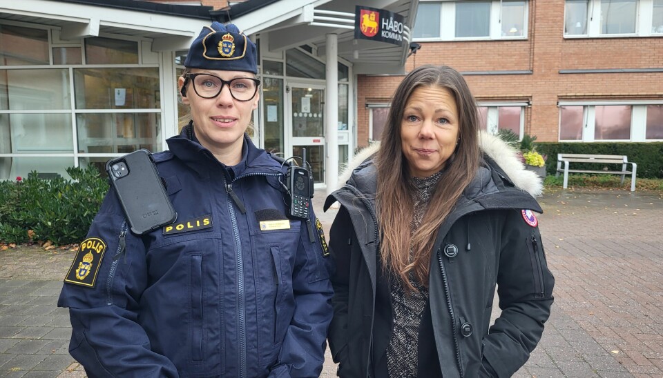 Viktigt samarbete Malin Persson, kommunpolis, och Malin Bergman Solming, ordförande i Företagarna Håbo jobbar tillsammans för att förebygga och bekämpa våld i nära relationer.