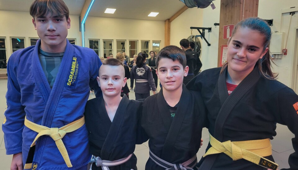 Den 3 december tävlar från vänster Lukas, Max, Noah och Dinah i brasiliansk jiu jitsu i Dublin, i tävlingen European Kids.