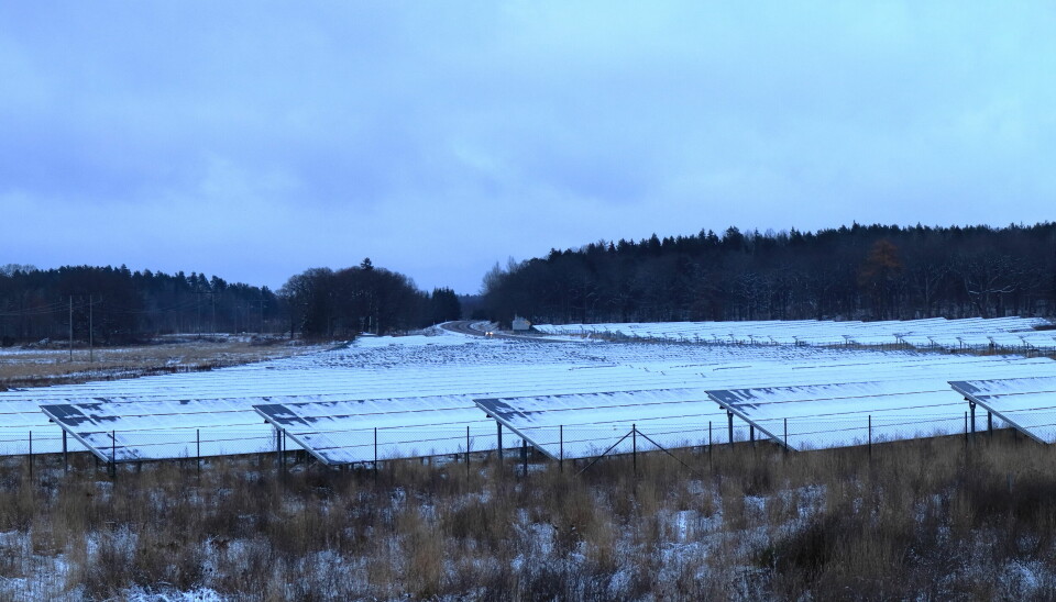 På gång. Bilden visar en solcellspark i Strängnäs.