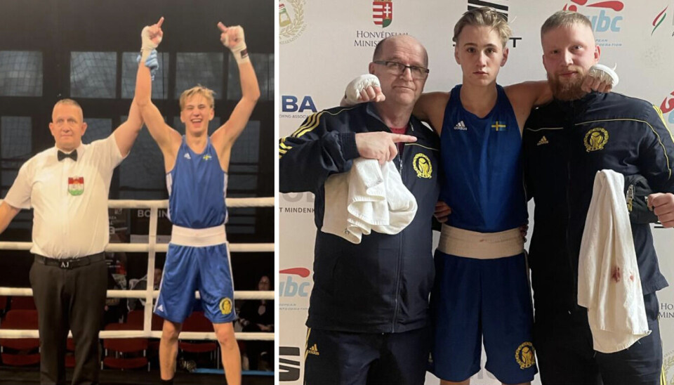 Blågul framgång. Oliver Persson från Bålsta Boxningsklubb tog brons i sin första landslagskamp i Ungern.