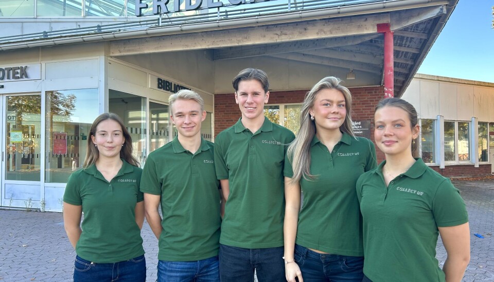 UF-företaget Collect- från vänster: Filippa Åsander, Albin Hermansson, Evert Hammarlund, Hilda Groop och Ida Lindgren.