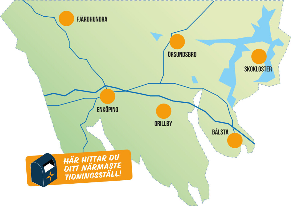 Karta Ena Håbo-Tidningen, Hitta din tidning tidningsställ Enköping, Bålsta, Grillby, Fjärdhundra, Örsundsbro, Skokloster
