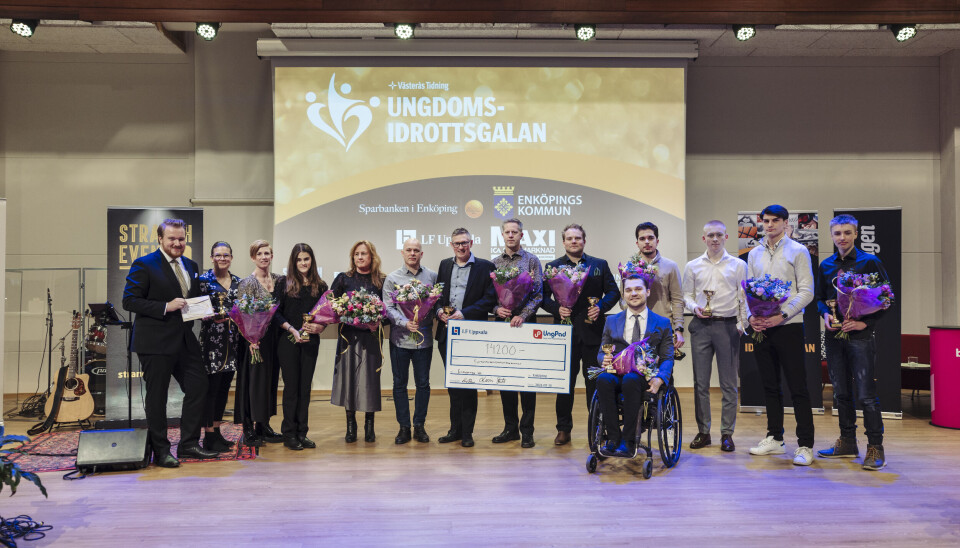 Alla pristagare från premiärupplagan av Ungdomsidrottsgalan i Enköping 2024.