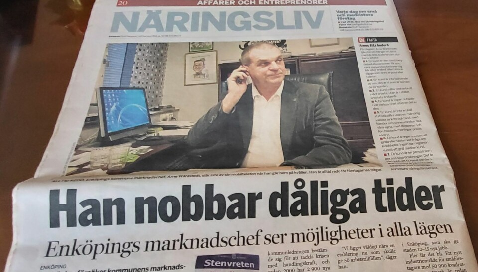 Ett urklipp från Dagens Industri, tidigt 2000-tal.