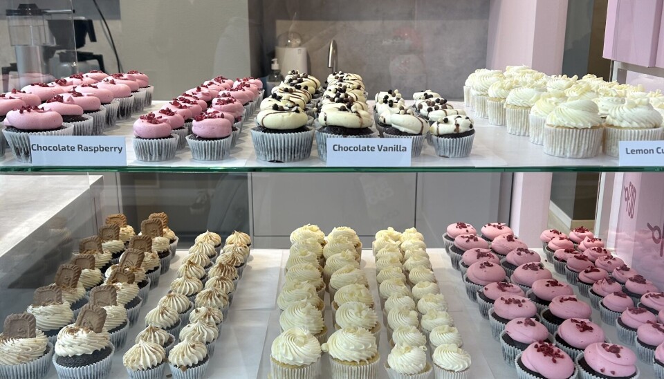 Välfylld kyl i Cupcake Factorys nya butik vid Kammakartorget