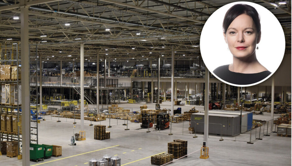 Logistik – styrka och svaghet. Logistiksektorn är stark i både Enköping och Håbo – men det är svårt att hitta rätt personer att anställa. Här bild från SGDS-gruppens anläggning i Bålsta. Infälld: regionchef Anna-Lena Holmström på Svenskt Näringsliv.