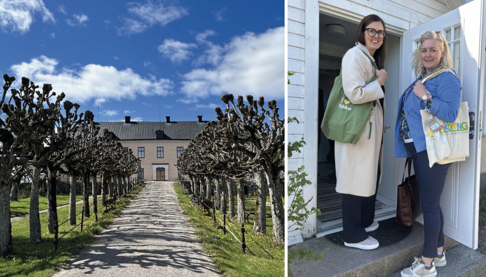 Sätta Trögden på kartan. Projektledare Anna Barkfeldt och Sara Collin, näringslivsutvecklare Besöksnäring & landsbygd på Enköpings kommun. Till höger Grönsöö Slott som var ett av alla stopp under visningsresan.