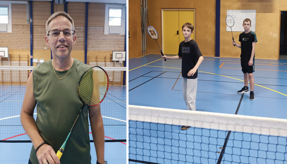 ”Gemenskap och glädje”. Bålsta Badmintonförening ordförande Pär Åhlund och till höger två av föreningens utövare, Lucas Karlsson och Algot Rådmans.